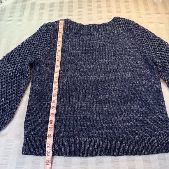 Tommy Bahama Women's Balloon Sleeved Bateau Sweater Sz M Blue/Silver metallic - Picture 9 of 13